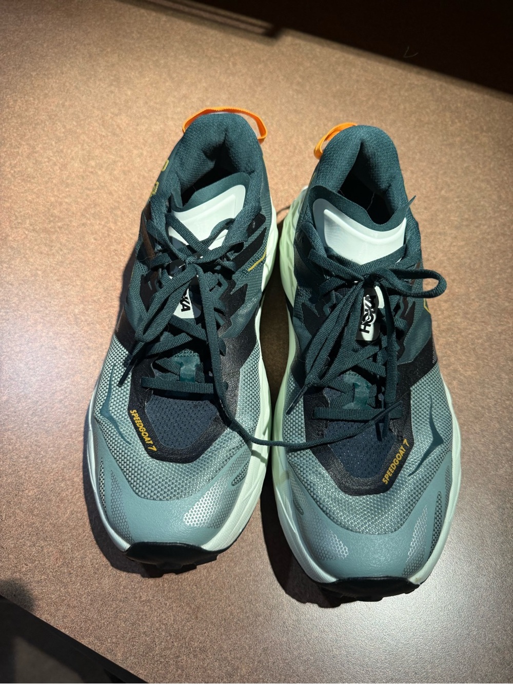 Hoka One One Men's Trail Runners in Gray, Black & Orange Accents uS 11.5